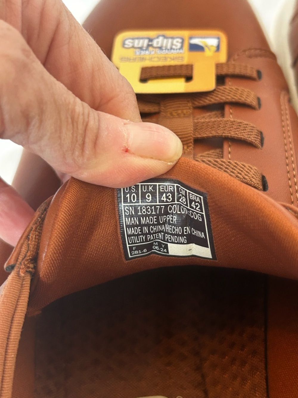 Skechers Slip-ins Court Break Double Vent Brown Cognac Men Size 10 183177 NIB - Picture 8 of 8